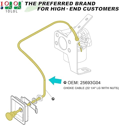 Miniatura 2 de 10L0L 25-1/2" 25693-G04 Cable de control de estrangulamiento para EZGO TXT Medalist 1994-up Gas Golf Cart, Reemplace OEM 25693G04