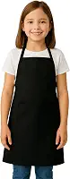 Avental Infantil Unissex com Bolso Frontal, Tecido Oxford, Preto/Azul Marinho/Branco, Tamanho Único 37x47cm, para Crianças 4-8 Anos
