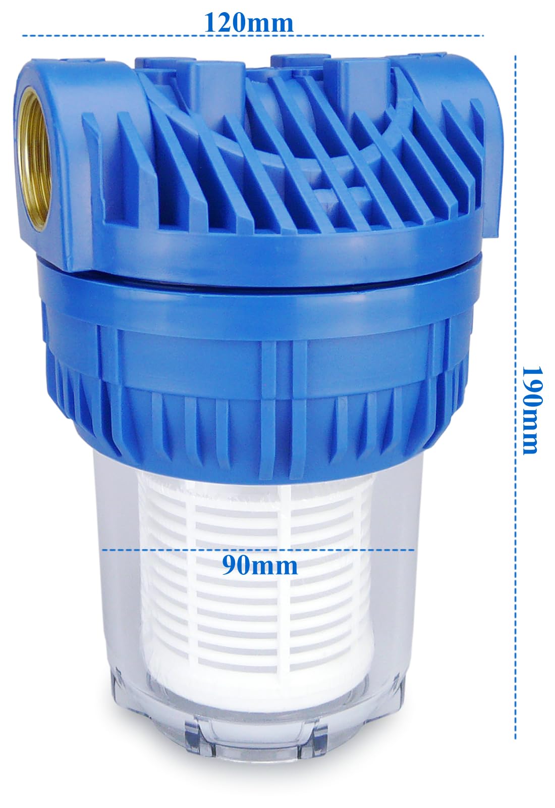 SMARDY 0502 Prefiltro 5 Pulgada para Bomba de jardín y Plantas de Agua doméstica, 3000 l/h de caudal, Filtro de Agua Rosca Interior 1", con Cartucho Lavable pre-Filtro para Bombas Piscinas