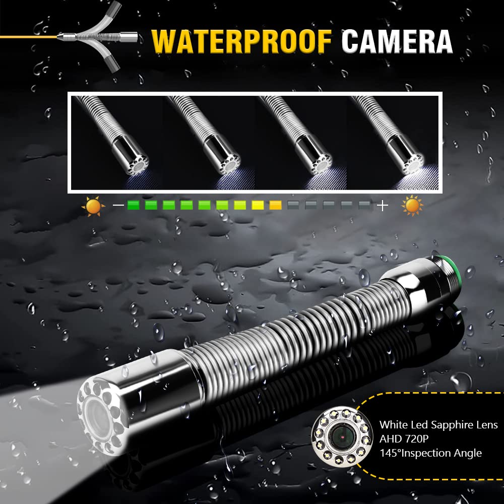 20m Cámara Inspección Tuberías, Camara Endoscópica con Monitor LCD de 7" Camara Inspeccion, endoscopio industrial con Grabadora DVR Cámara Impermeable IP68 (20M)