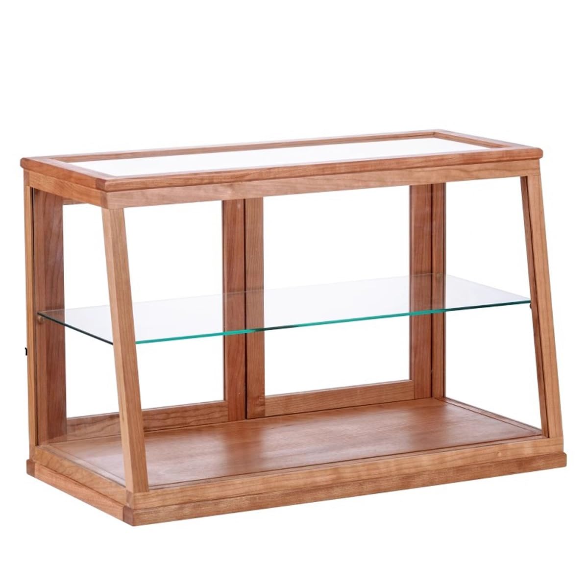 Witryna do wypieków i ciasteczek 60 cm (23,65 cala) z półkami z przezroczystego szkła, stojak na figurki i przedmioty kolekcjonerskie, 2-poziomowa drewniana komercyjna szafka na blat do bij