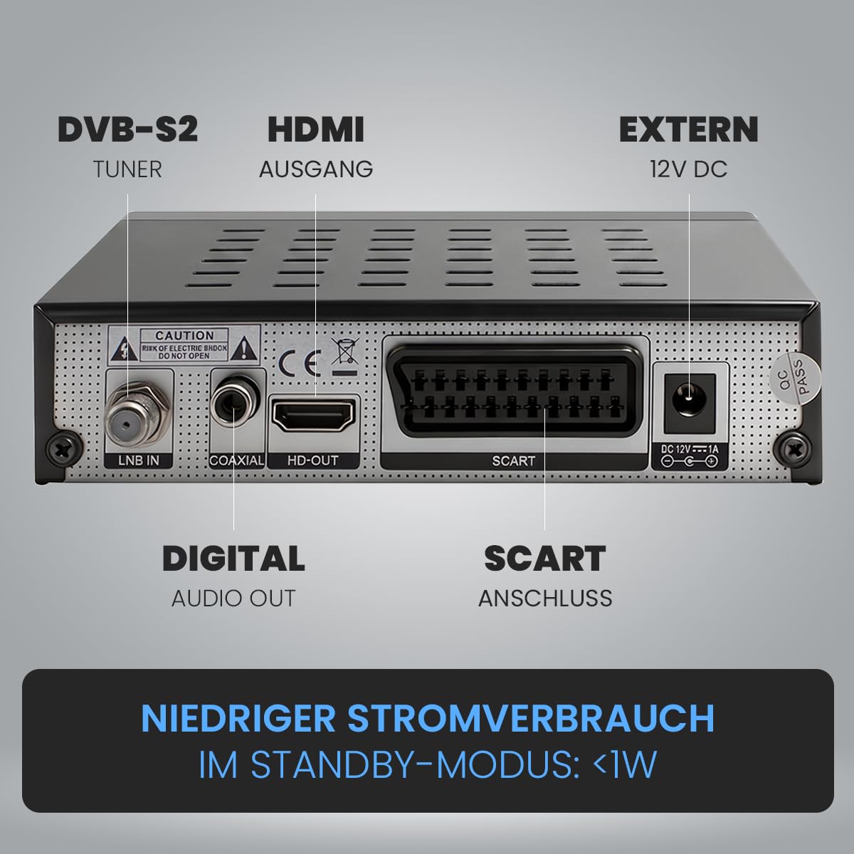 [ Test SEHR GUT, Note 1.0 *] AXRED Space X1 HDTV Sat Receiver mit Aufnahmefunktion, HD fähig, Full HD, Digital Sat-Receiver für Satellitenschüssel Satelliten Satellit TV Fernseher, HD-Receiver, HDMI