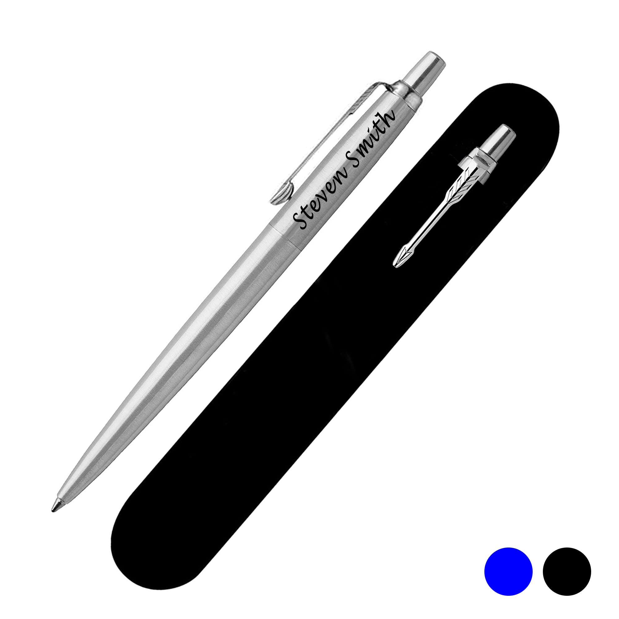 Personalised Laser Engraved Custom PARKER JOTTER Ballpoint Pen | Gift for Men & Women | Choice of Colours | Blue or Black Ink | Velvet Pouch