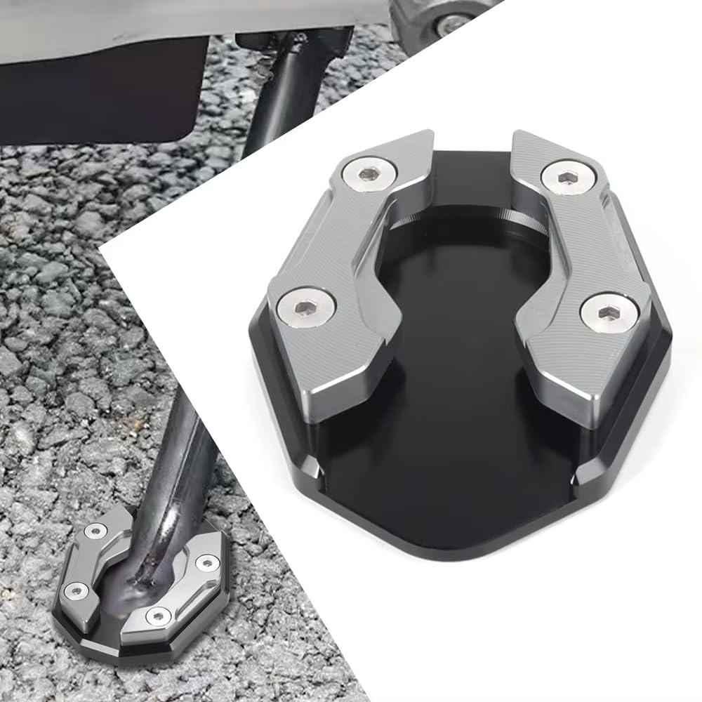 Woniyal Motorcycle Side Stand Extension Pad for Scooter SH 350i, Motorbike Kickstand Foot Base, Enlarged Plate, Aluminium Accessory,Silver