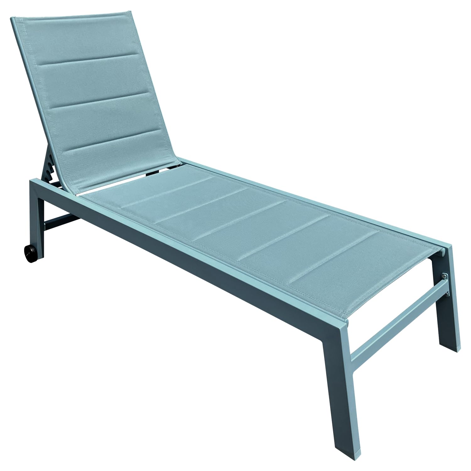 Happy Garden Bain de Soleil Barbados en textilène et Aluminium Bleu Clair. Transat d'extérieur Multi Position.