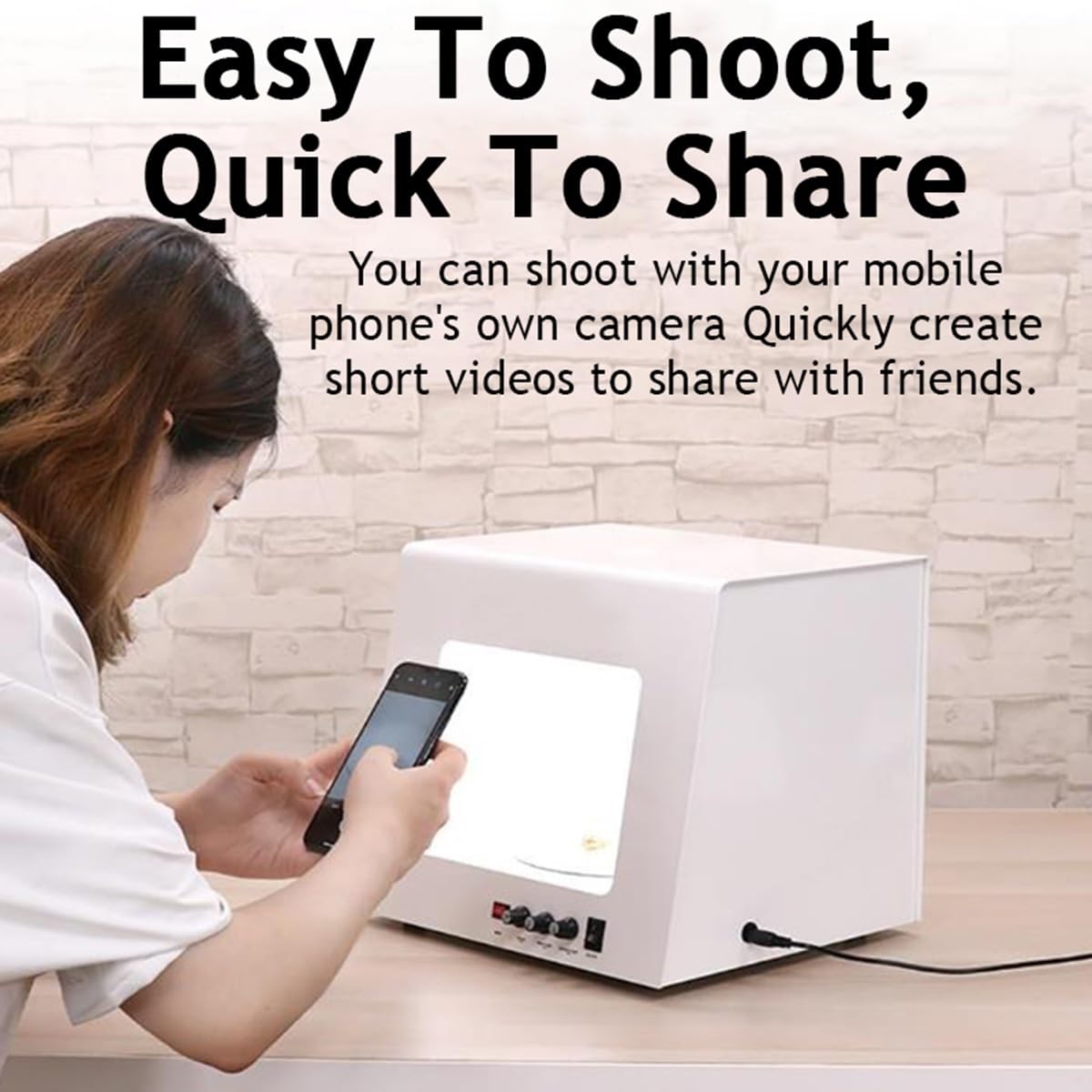 Light Box Portatile per Fotografia di Prodotti, Kit Professionale per Fotografia di Gioielli con Piatto Girevole Elettrico a 360°, Tenda Fotografica dimmerabile da 3000 a 5500 K(S)