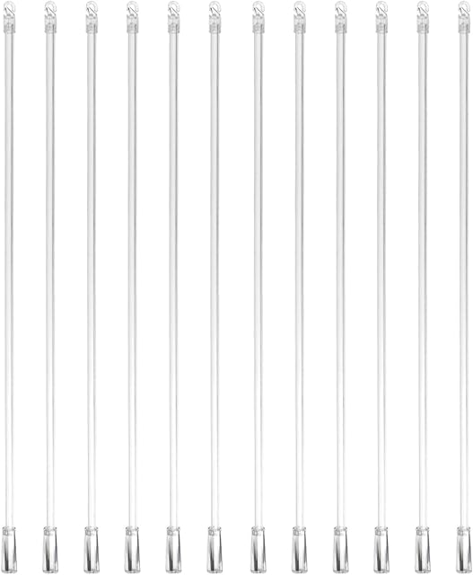 Cabilock 12 Pcs Clear Window Blind Wand Replacement with Grips Tilt Rod and Hooks Vertical Blind Wand Tip Hook Sleeve Draw Rod for Cordless Blinds and Shade