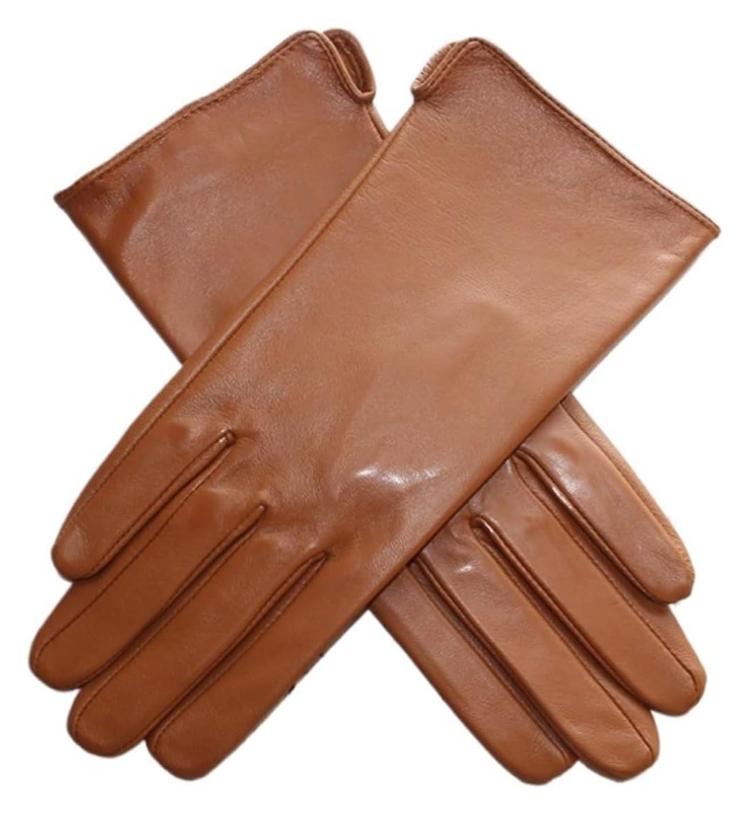 MEMEM Leather gloveLeather Gloves Women's Sheepskin Touch Screen Unlined Thin Fashion All-match Solid Color Riding And Driving Gloves(Yellowish brown,M)