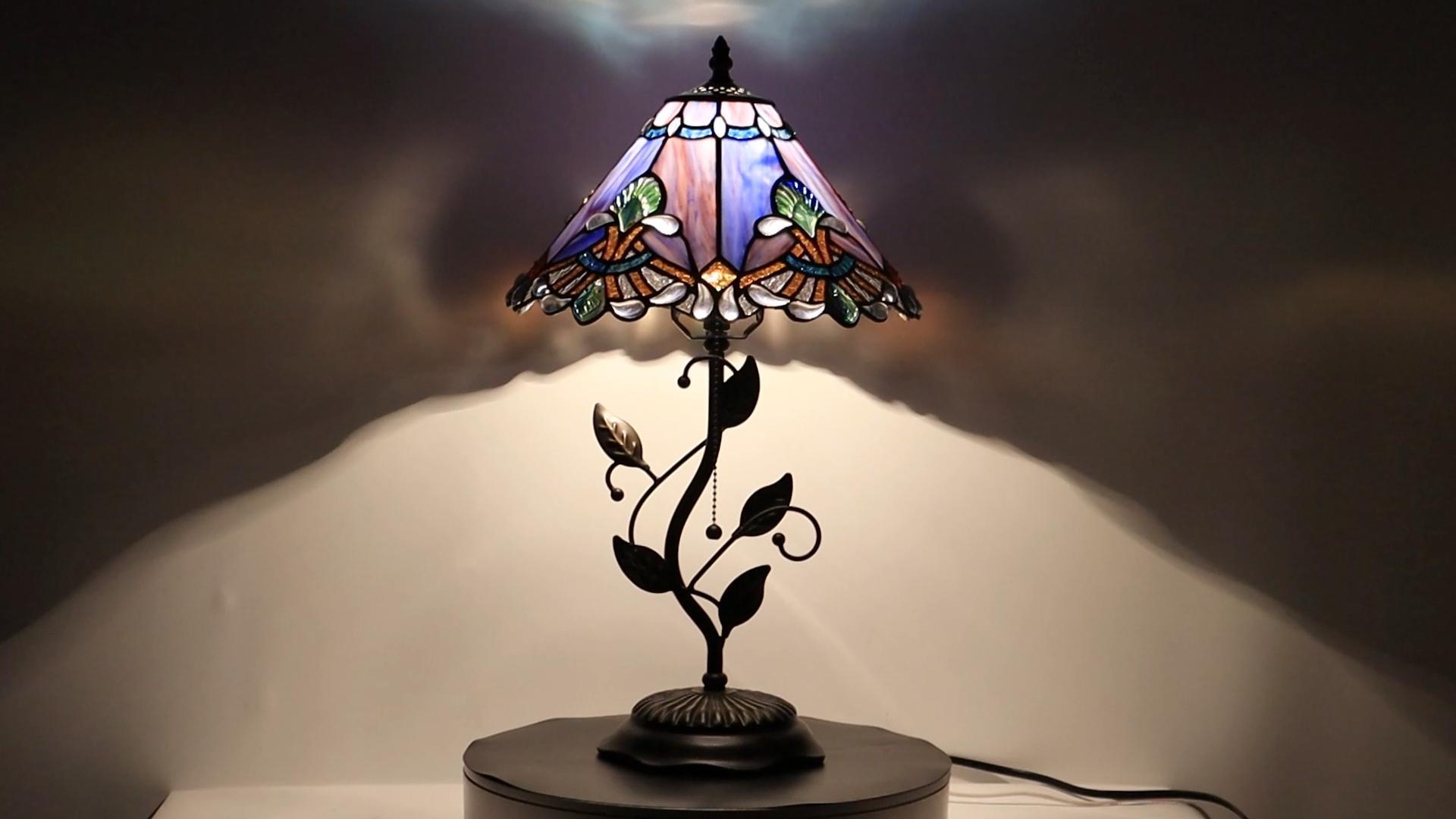 Image of Tiffany Table Lamp Stained Glass Bedside Reading Light W12H19 inch