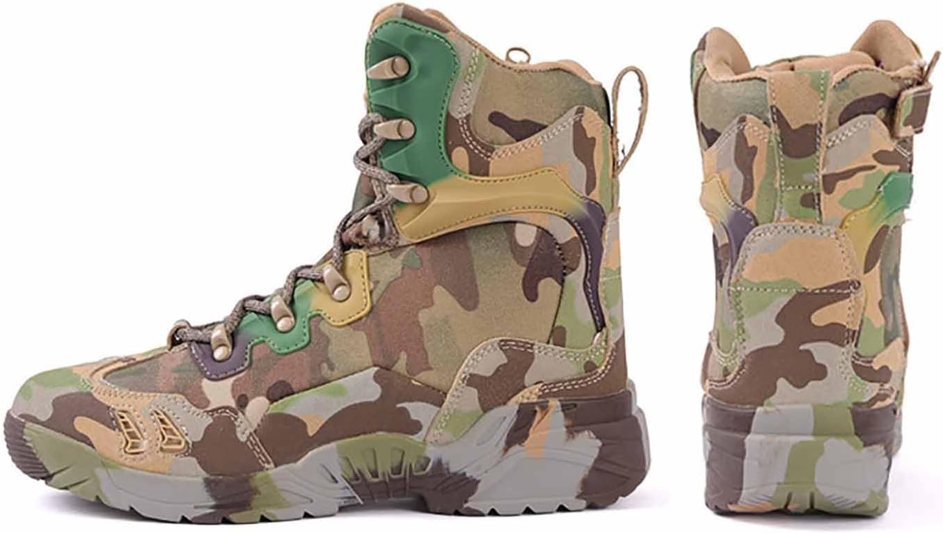 CLSQLXYJZC Military Work Boots, Outdoor Casual Lightweight Military Boots Breathable Combat Desert Boots with Sports Socks Men’s Tactical Boots Hunting Boots