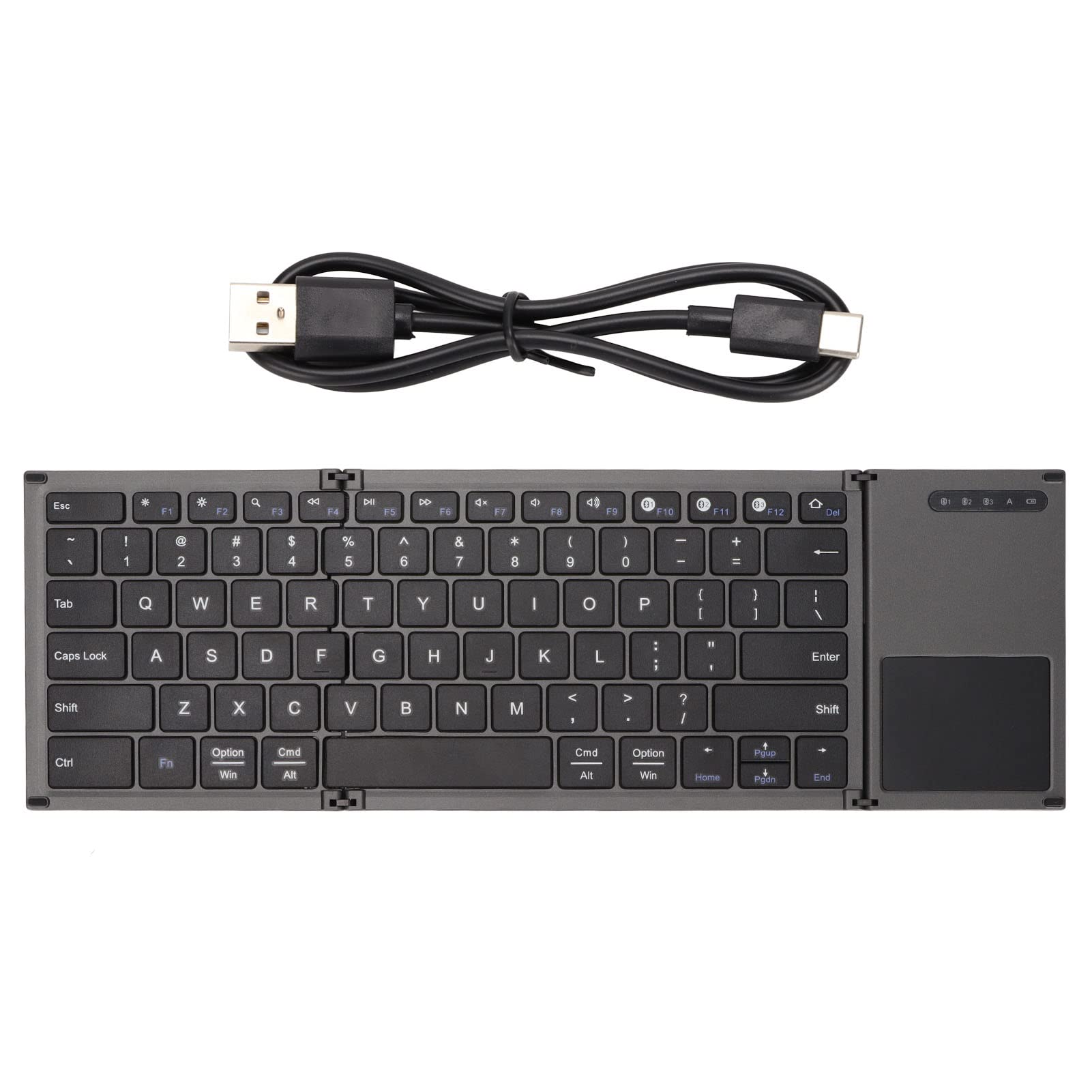 Składana Klawiatura Bluetooth, Klawiatura Bezprzewodowa 78 Klawiszy Ultra Cienka Składana Klawiatura z Touchpadem dla Systemu Operacyjnego Android Smartphone Tablet i Laptop