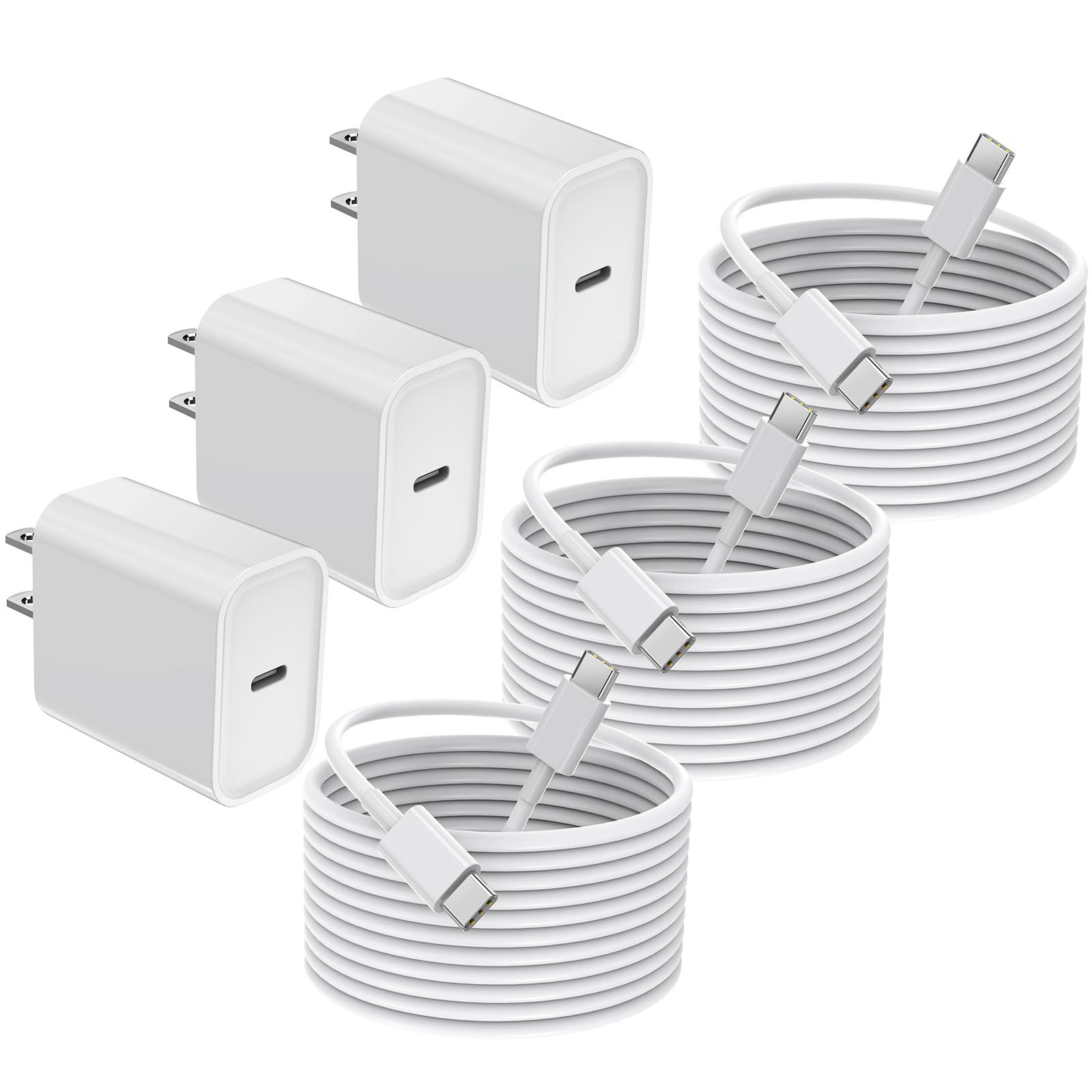iPhone 16/15 Charger Fast Charging 20W USB Type C Charger Block 3Pack C Chargers Fast Charging Cord 10FT Long Charger Cable for iPhone16/16 Plus/16 Pro/16 Pro Max,iPhone 15,iPad Pro 12.9