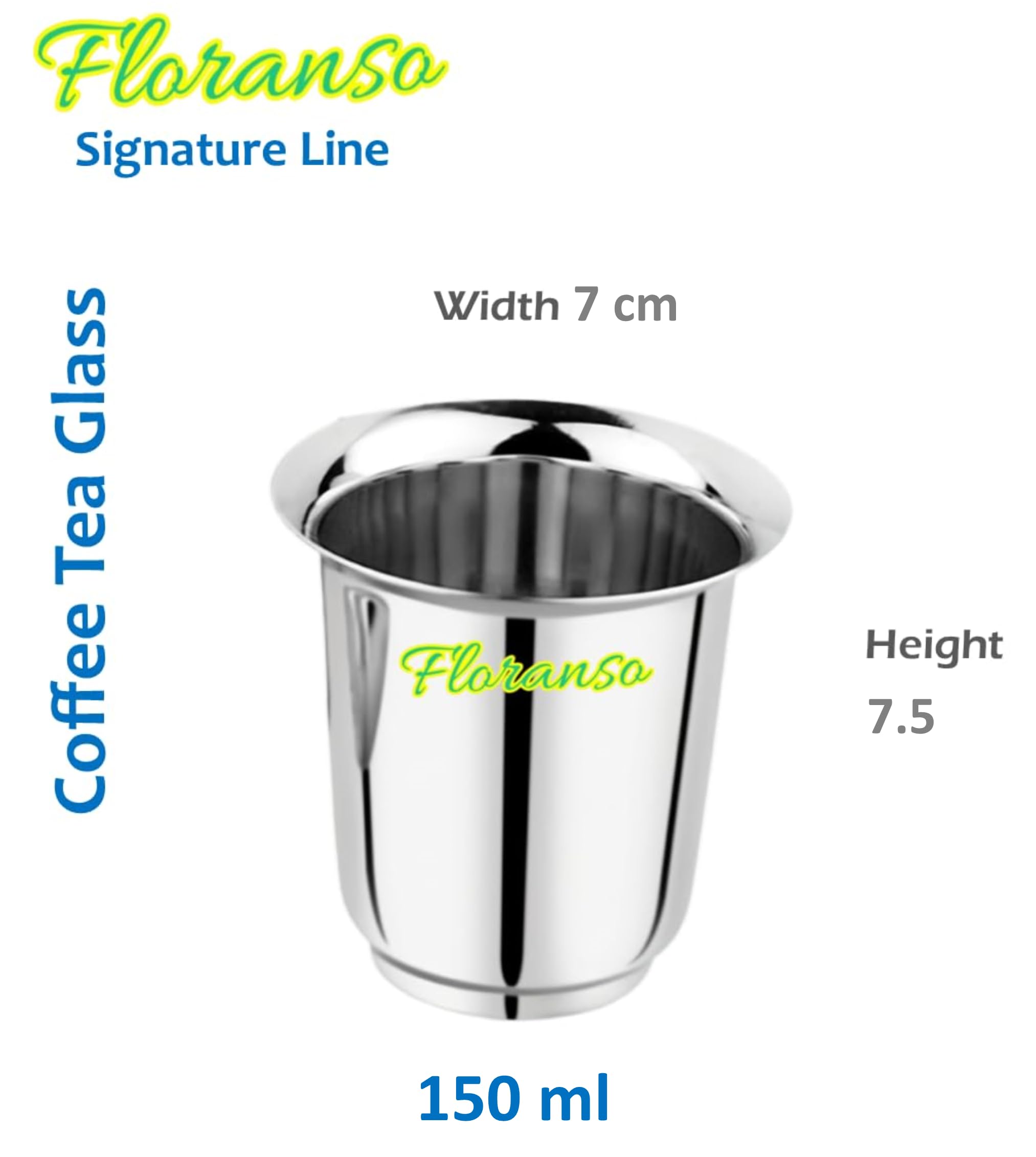 Mayuri Coffee Glasses - Set of 6 Stainless Steel -3