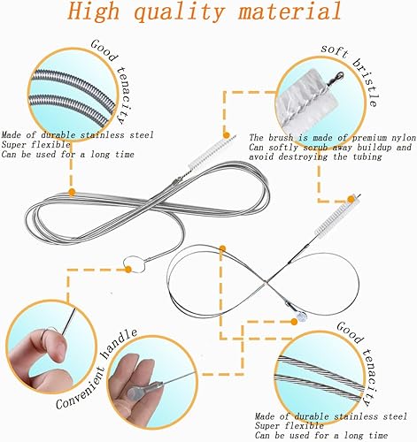 Miniatura 3 de Paquete de 2 limpiadores de tuberías largos, juego de cepillos de limpieza de tubos de acero inoxidable de 61 y 40 pulgadas, herramienta flexible de