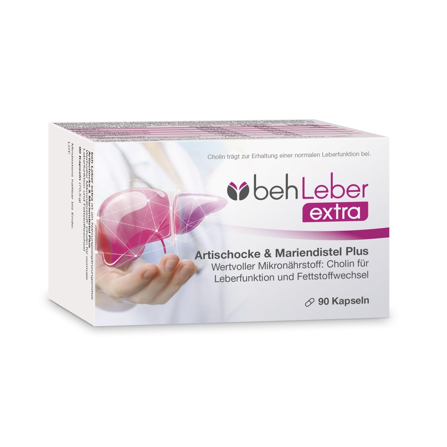 beh Leber extra Mariendistelkapseln, 90 Kapseln | Cholin hochdosiert, Traubenkernextrakt (OPC), Artischockenextrakt