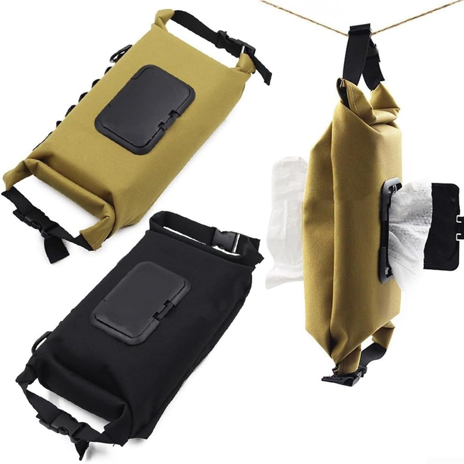 Tragbare Feuchttücher-Tasche mit Klappdeckel, kompakter Canvas-Tücherhalter für Outdoor-Camping und Wandern, reisefreundliches Design, 25 x 13,5 x 9 cm