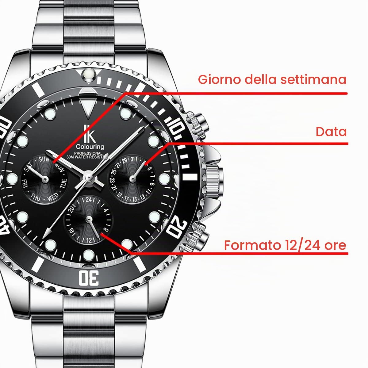 Alienwork IK Orologio Automatico Uomo Donna Classico Cinturino in Metallo