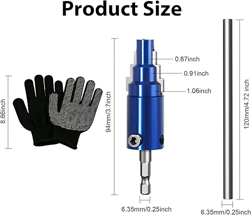 Miniatura 2 de Herramienta extractora de tubería rota y válvula con varilla de asistencia, guante para taladro eléctrico (12" 34" 1")