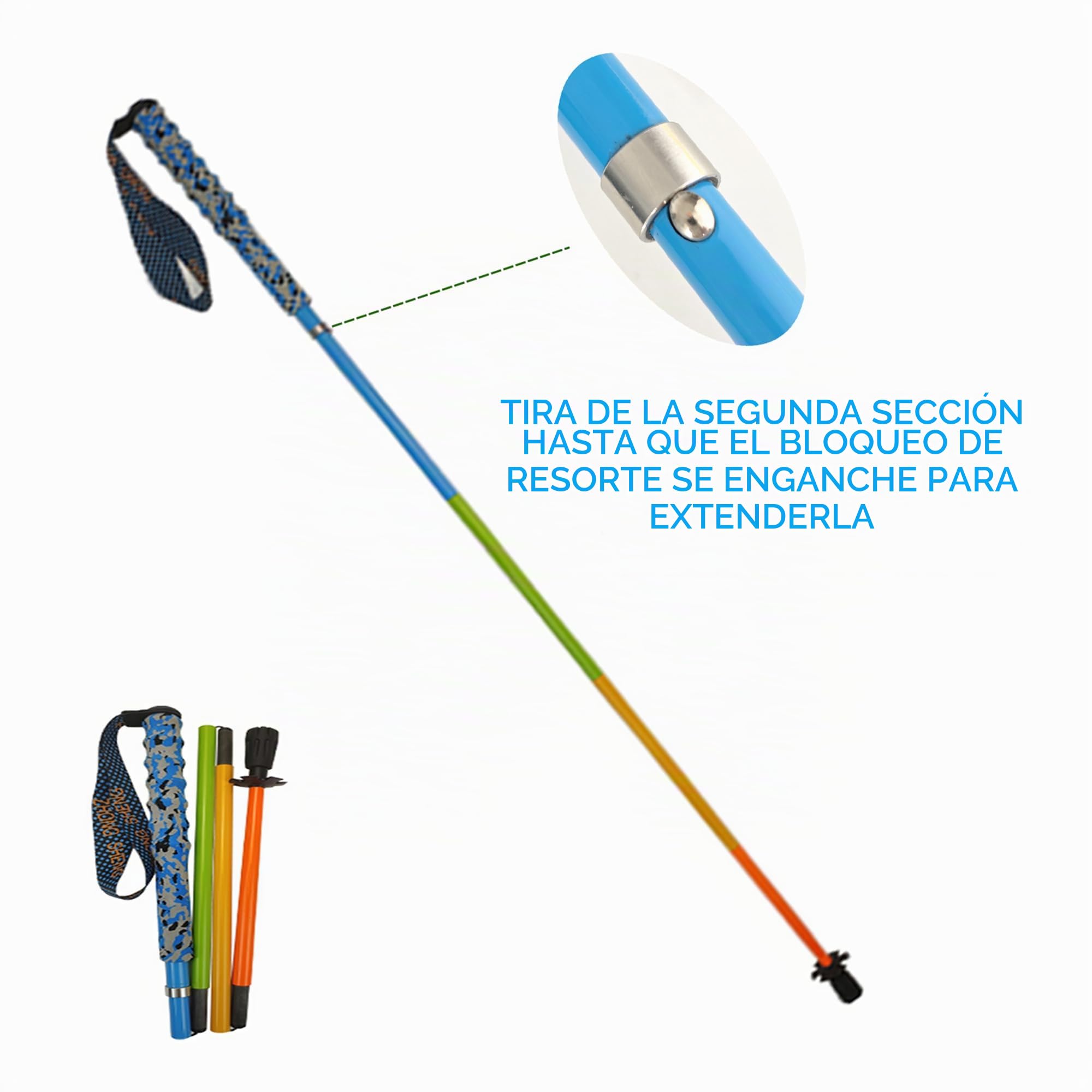OKHEALING - Bastones de senderismo ultraligeros de fibra de carbono, plegables, juego de 2, bastones de senderismo con asas que absorben la humedad, bastones de senderismo con bolsa de almacenamiento