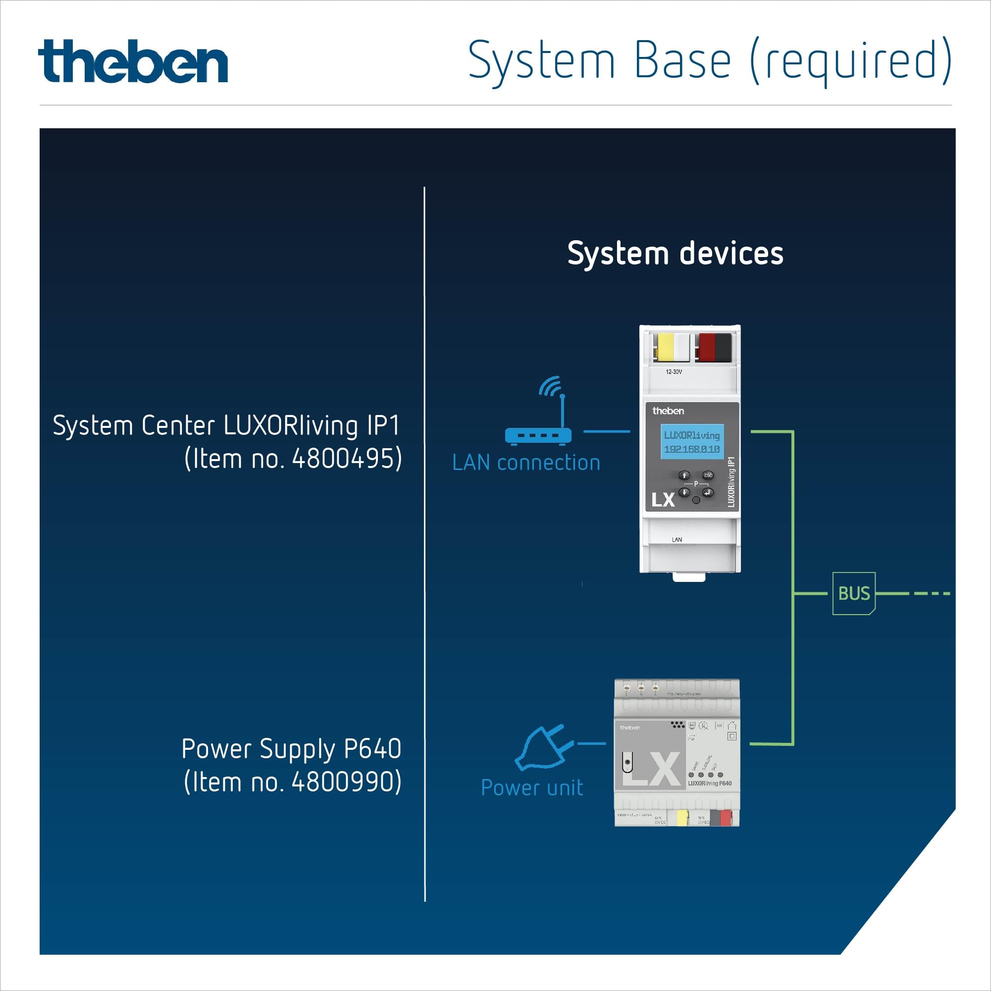 Theben 4800408 I LUXORliving T8 I 8-fach Binäreingang-Tasterschnittstelle I Softwarefunktionen Schalter/Taster, Dimmen, Jalousie I Für KNX Smart-Home System LUXORliving