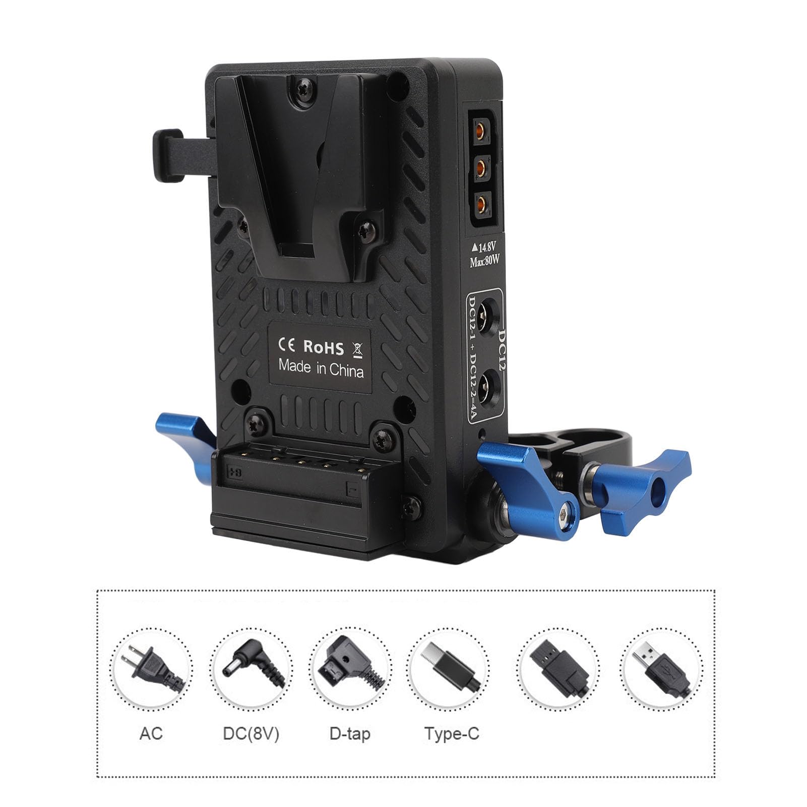 Cuifati V Mount Battery Plate, 7 Output V Lock Adapter for DSLR Camera