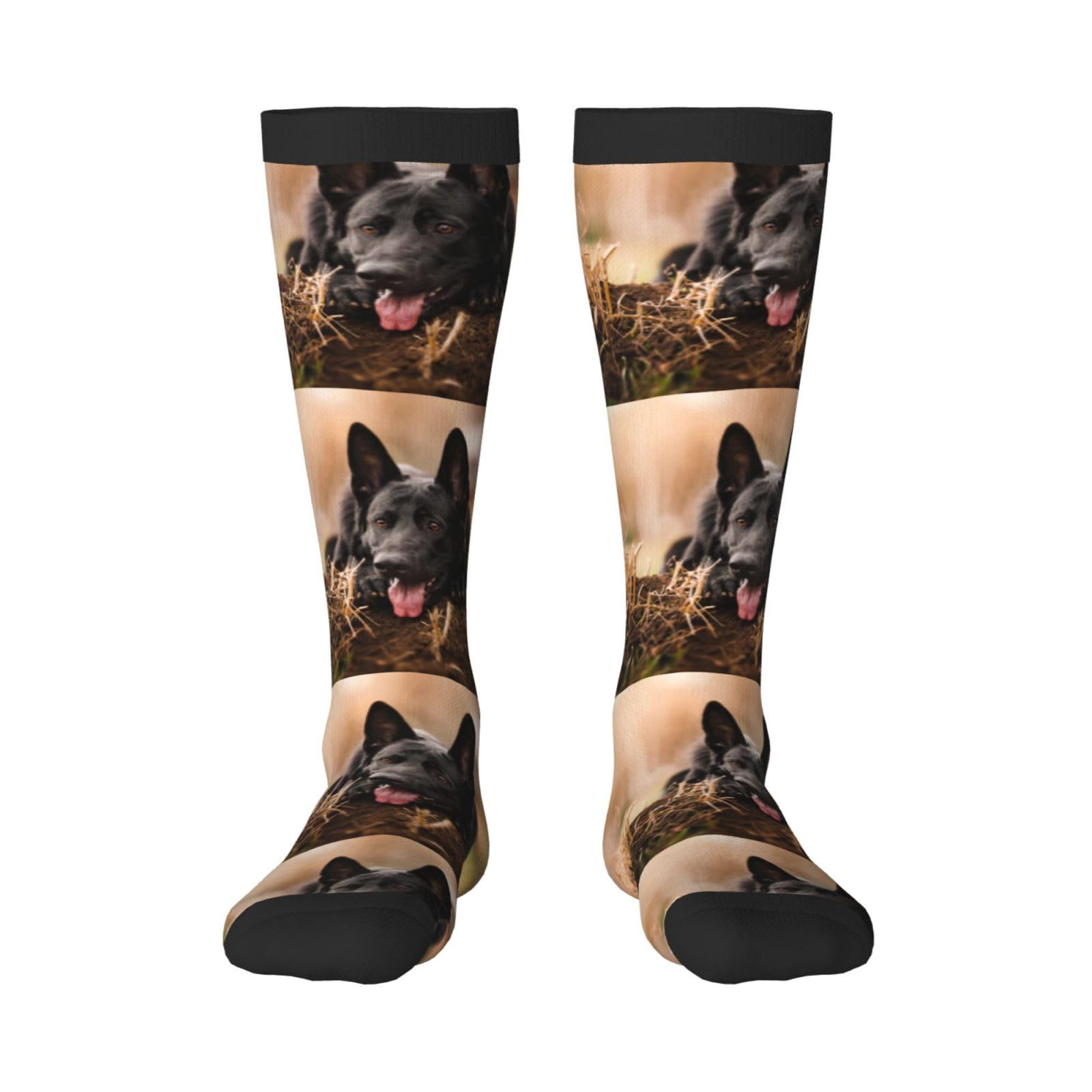 Tcoay Warm Adult Socks for Men Women Socks Sports Polyester Stockings,Black German Shepherd Lawn Bokeh German