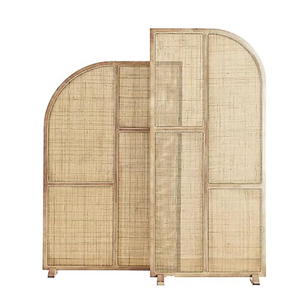 TT-YEC 2 Panel Wooden Room Divider, Removable Chinese Screen, Multifunctional Privacy Screen with Non-Slip Feet, Solid Indoor Partition, Portable Divider for Bedroom,C [Energy Class A]