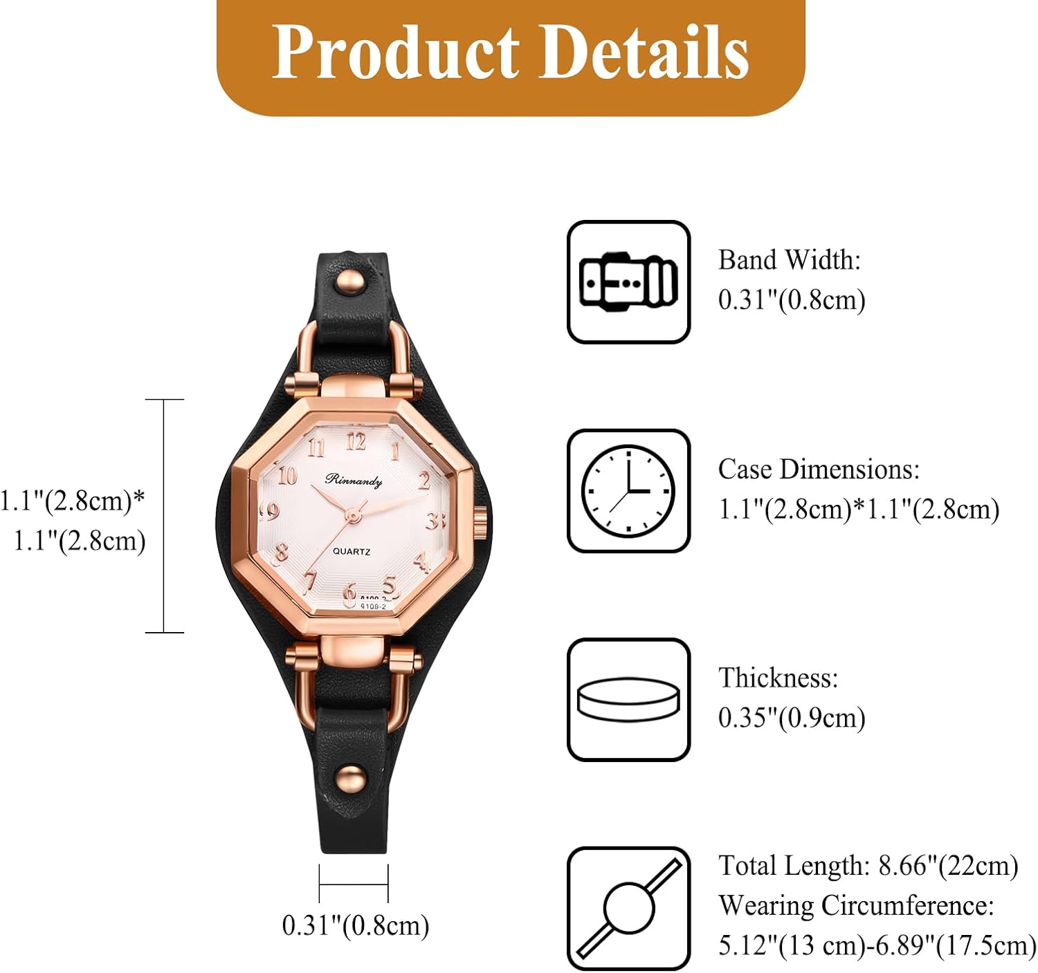 Avaner Women's Leather Quartz Watches: Slim Strap Analog Quartz Elegant Dress Wrist Watches for Womens Ladies - Image 6