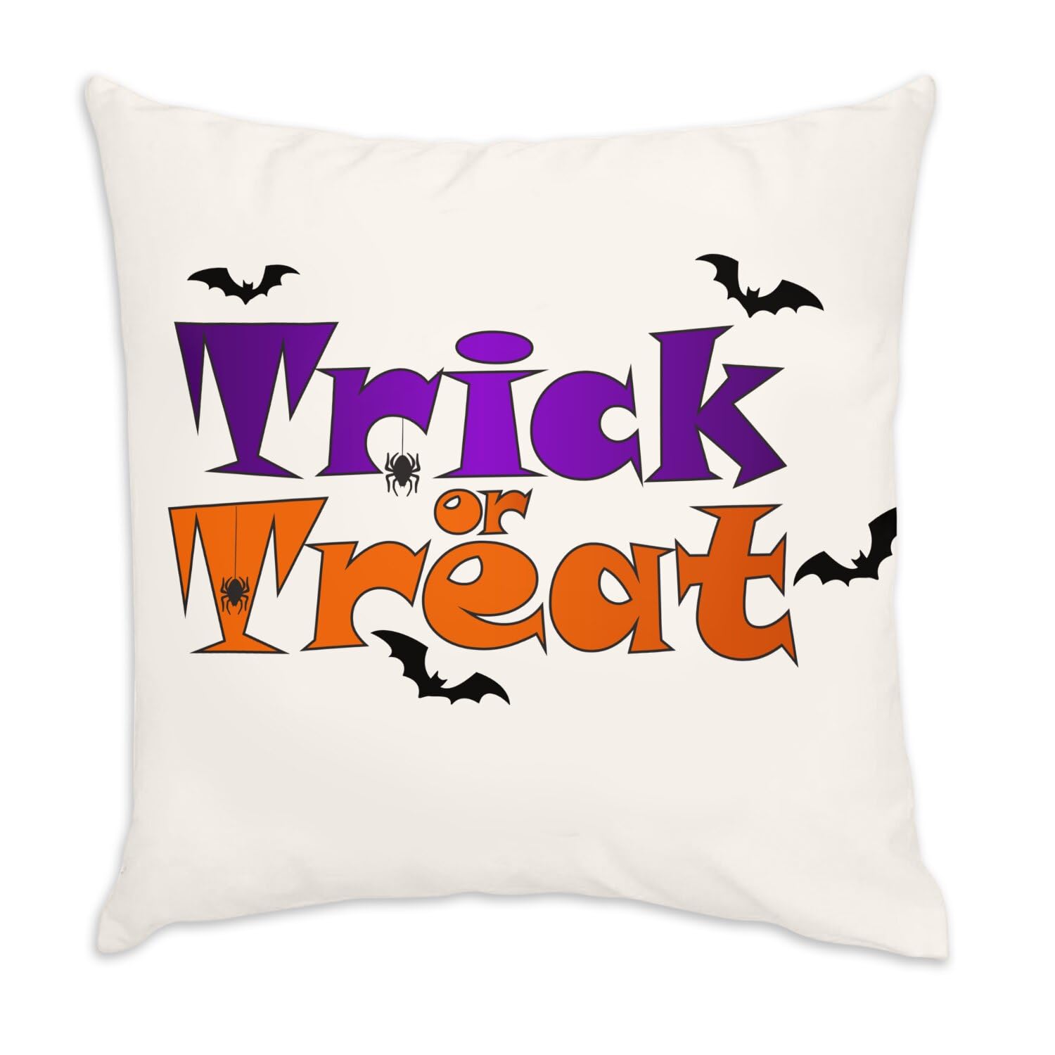 Coussin Halloween Araignée Chauve-Souris Housse Velours Blanc Déco Intérieure