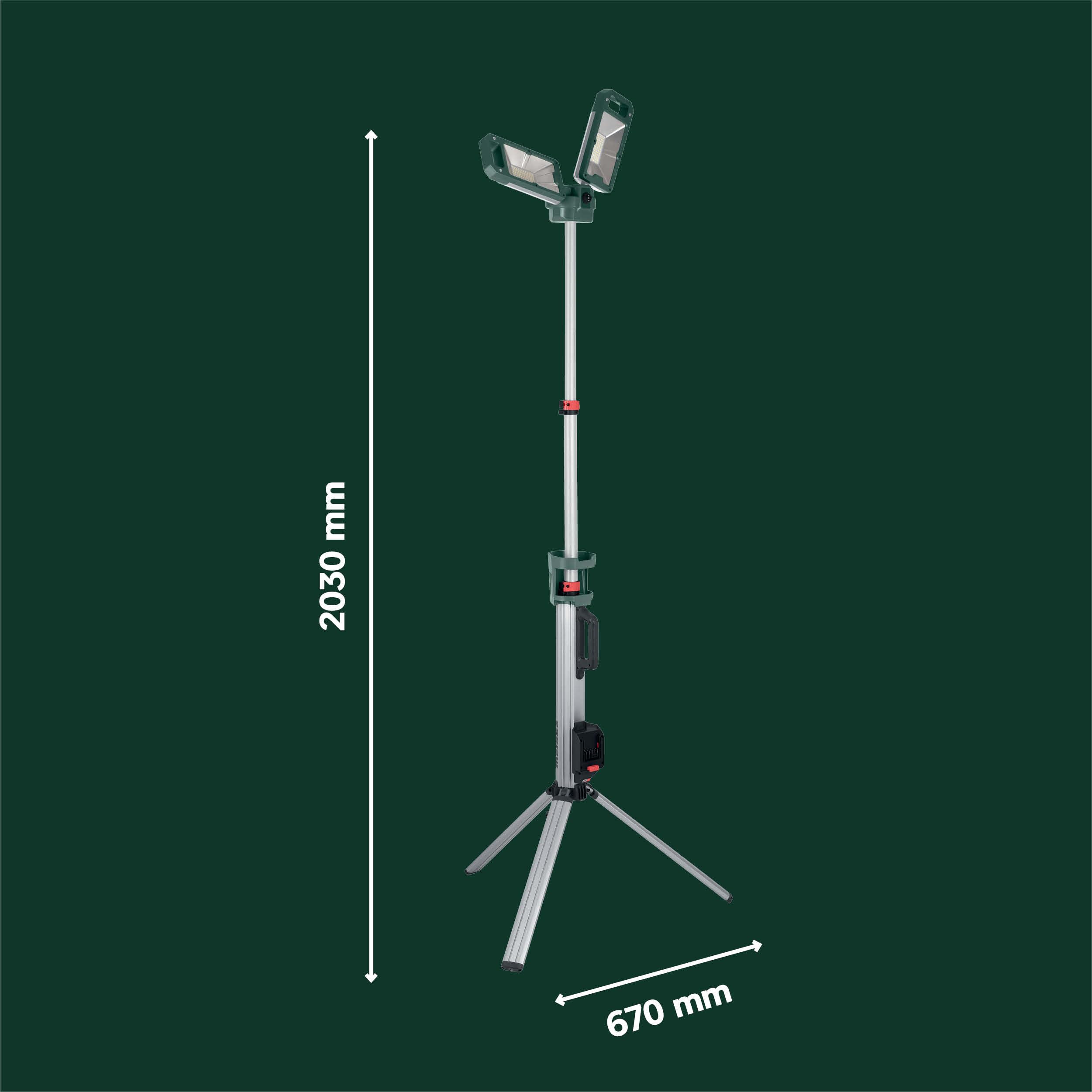 metabo Akku-Baustrahler BSA 18 LED 5000 DUO-S - 18V, 5000 Lumen - Leistungsstarke LED-Arbeitsleuchte für Baustelle Werkstatt Innen Außen, robustes Gehäuse, flexibel einsetzbar - Ohne Akku & Ladegerät
