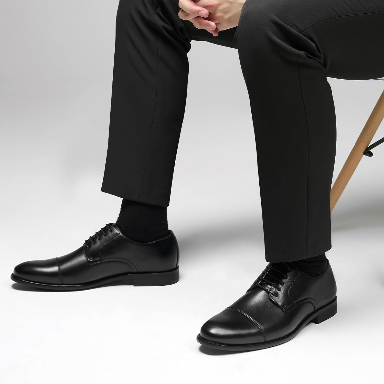 HEEZ Men's Dress Shoes, Classic Cap Toe Oxford for Men Non Slip, Comfortable Lace Up Derby Shoes for Formal Business Work Wedding Office Prom - Image 7