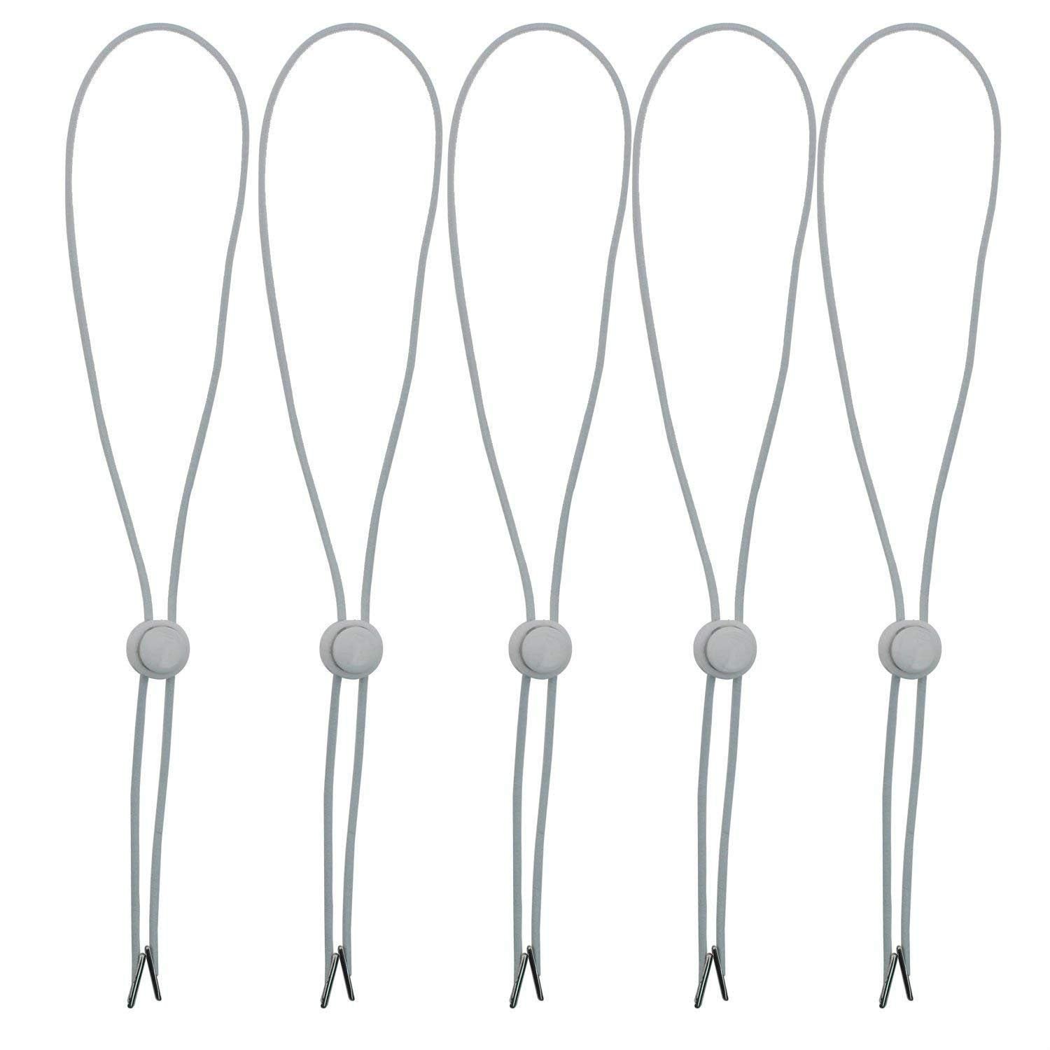 Tvoip Hat Chin Cord, Flexible Removable Hat Chin Strap with Spring Loaded Stop Cord Lock Set of 5