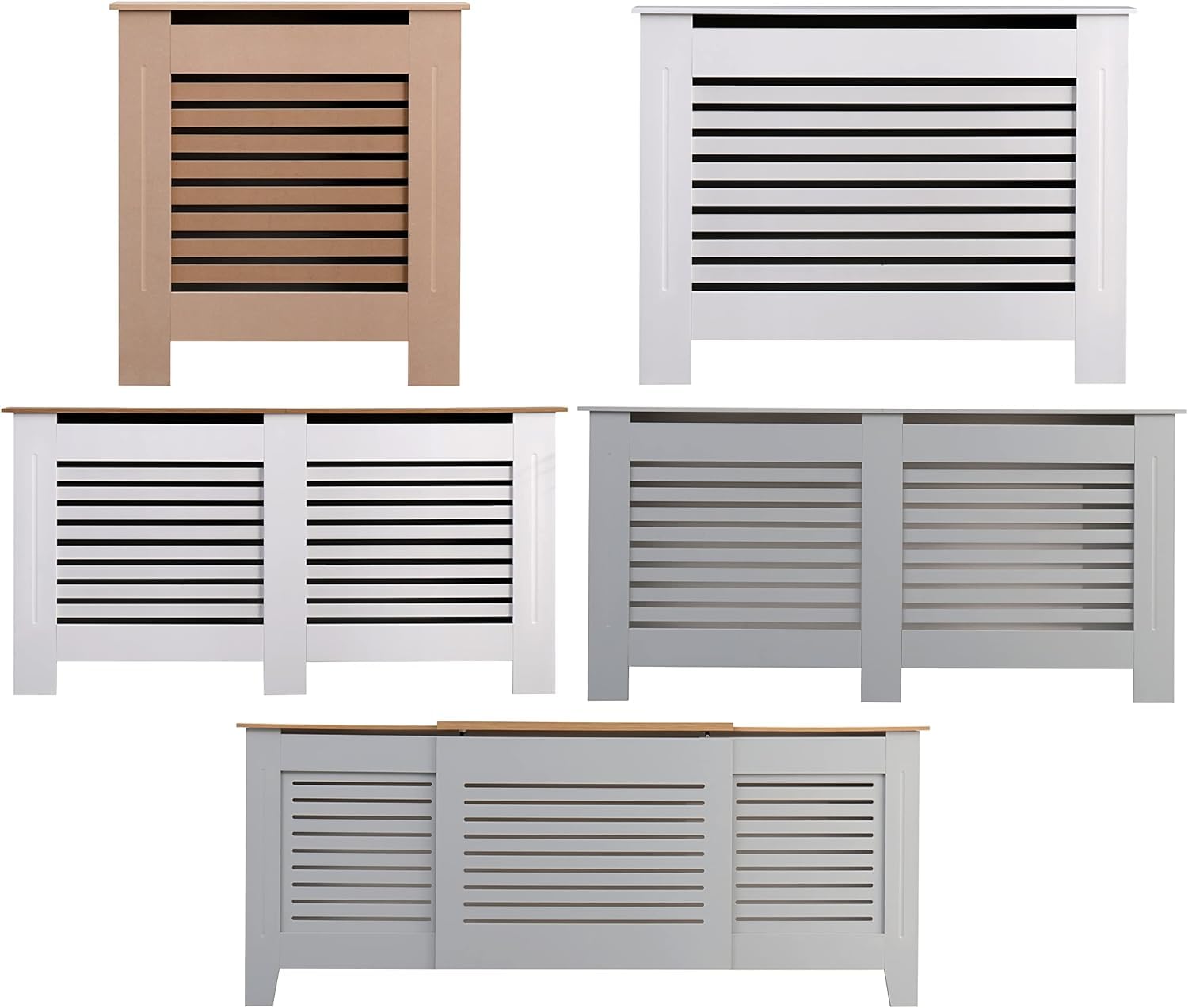 Kensington Modern MDF Radiator Cover - White Grey Horizontal Slat Cabinet Wall Mounted For Living Room Bedroom And Hallway~p50396720 - View #13
