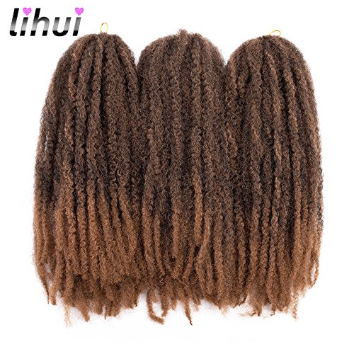 Lihui Marley Braids Hair 3 Packs Afro Twist Braid Hair Afro Kinkys Hair Havana Braids Synthetic Twist Crochet Hair(18",#1B/27)