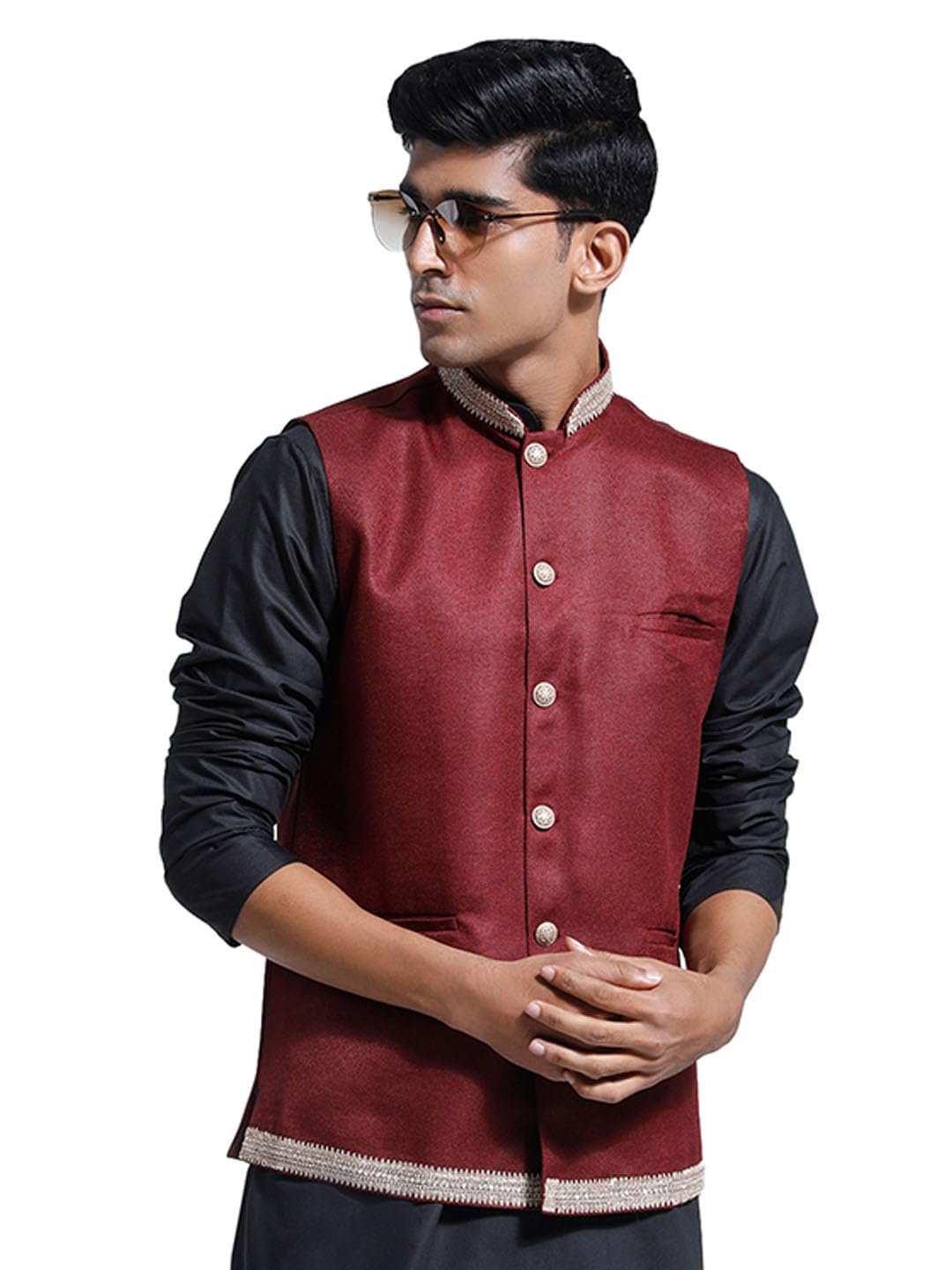 vastramay Men's Jute Nehru Jacket - Jute Fabric Solid, Mandarin Collar, Sleeveless Design, Button Closure & Welt Pocket, Timeless Style & Versatility-picture-40