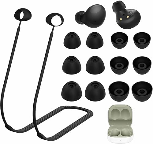 Kit de puntas para las orejas para Galaxy Buds 2 SM-R177 cordón de silicona suave antipérdida cuerda para el cuello correa de gel para las orejas