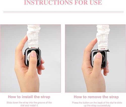 Miniatura 7 de Compatible con Apple Watch Band Scrunchie de 1.496 pulgadas, 1.575 pulgadas, 1.654 pulgadas, 1.732 pulgadas, lindo estampado de huellas de huellas