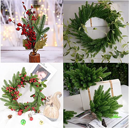 30Pcs Artificial Pine Branches, Green Leaves Needle Faux Fir Tree Branches Christmas Foliage,Fake Pine Leaves Wreath Garland Making Supplies Greenery Decoration DIYChristmas Home Garden Decoration - Image 5