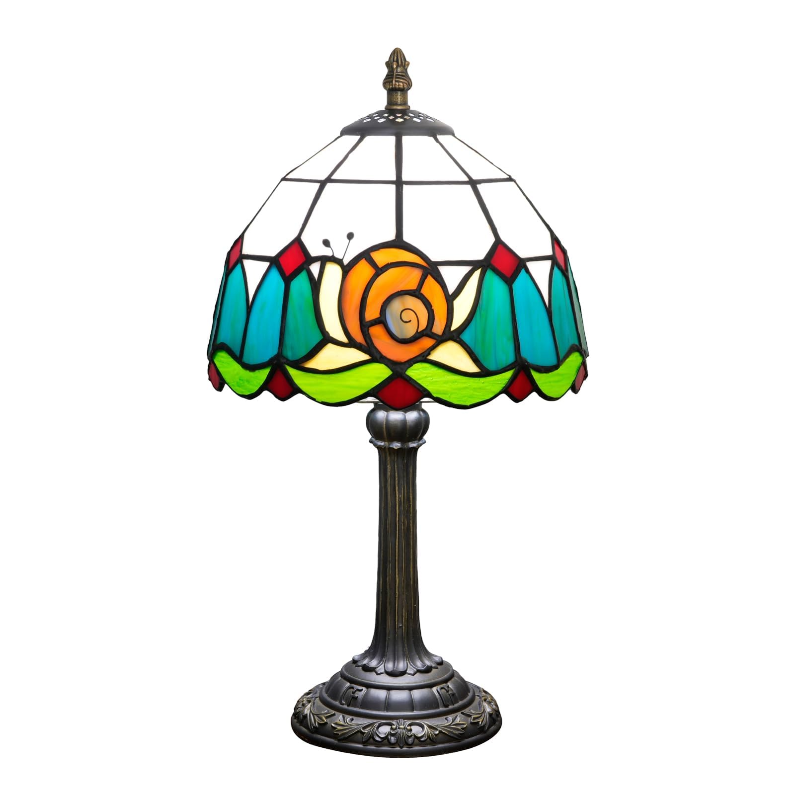Photo 1 of KIPHEPI Tiffany Lamp Stained Glass Table Lamp 8X8X14 Inches Snail Style Living Room Bedroom Dorm Kitchen Home Decor Festival Birthday Gift