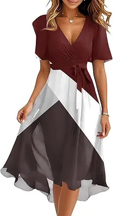Spring Summer Chiffon Midi Dresses for Women 2025 Elegant Classy Wedding Guest Floral Formal Cocktail Prom Dress