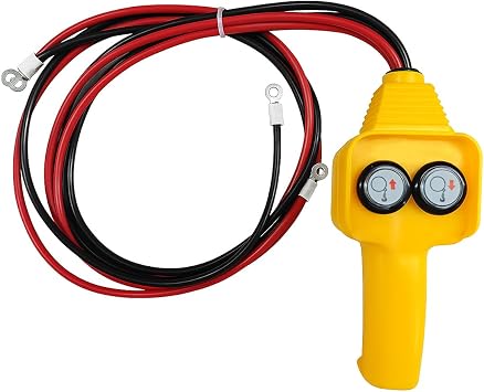 Winch Controller, 12V Electric Winch Push Button Switch Assembly, Handheld Wired Winches Remote Control Replacement Accessories, Fit for 1500LBS to 4500LBS Pulling Winches Yellow