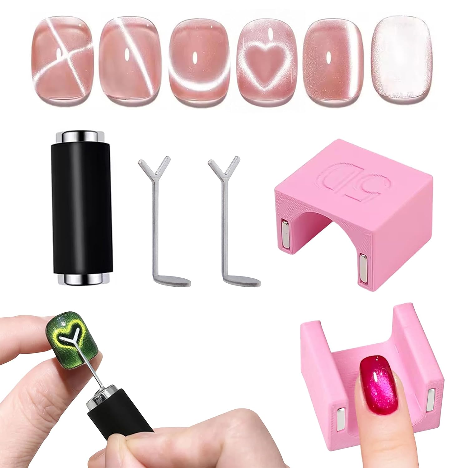 Cat Eye Nail Magnet Set - Heart Design for Magnetic Polish