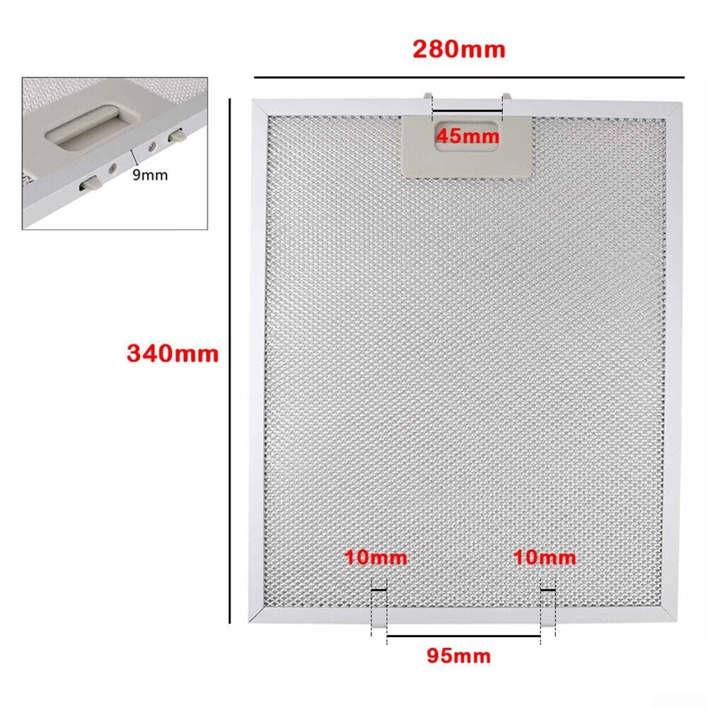 Filtry okapowe, 1 szt. Okap kuchenny metalowy filtr przeciwtłuszczowy, 340X280x9mm srebrne filtry do okapu kuchennego metalowa siatka filtra przeciwtłuszczowego, otworu wentylacyjnego wyciągu