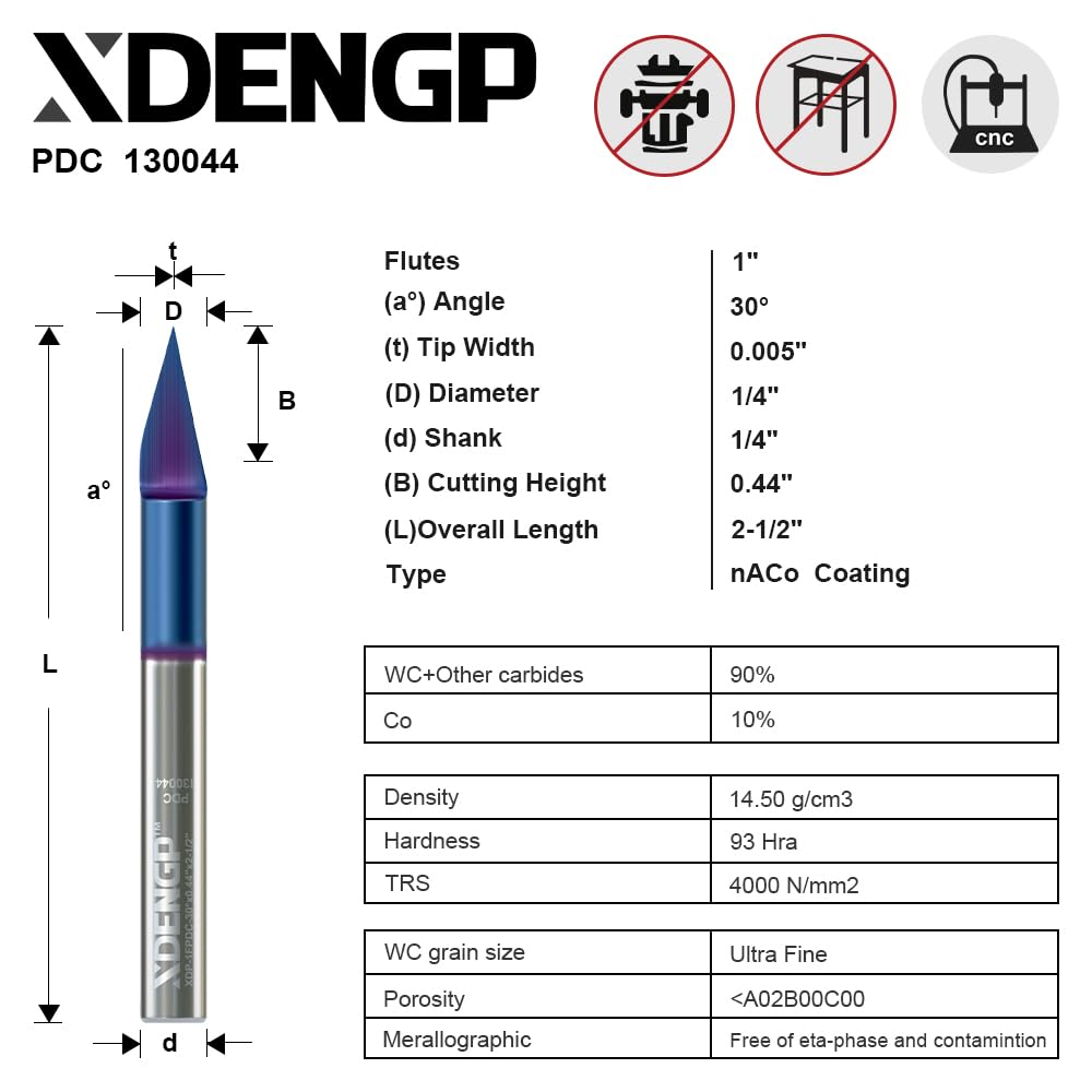 Snapklik.com : XDENGP 30 Degree V Groove Router Bit For CNC, Carbide V ...