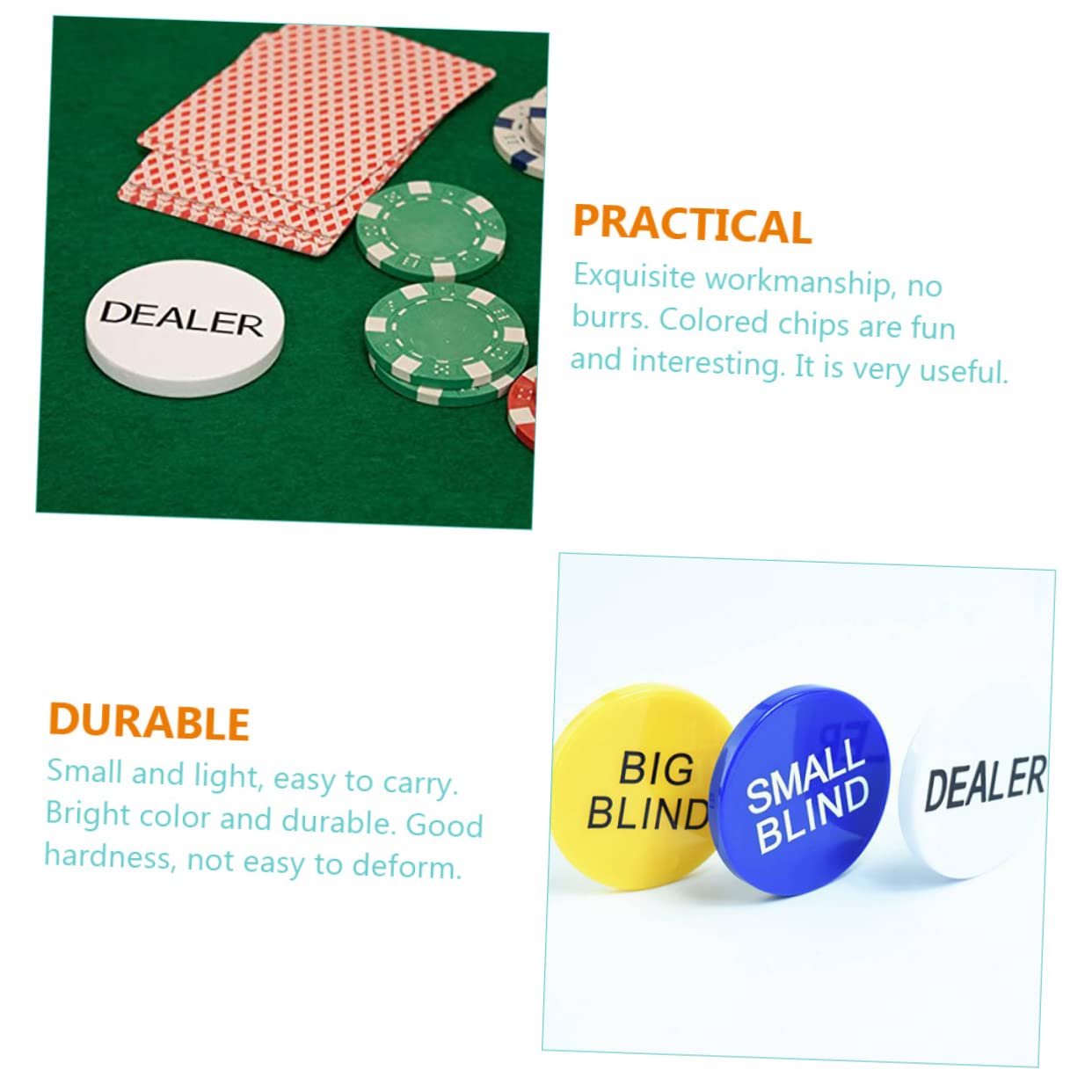 CIYODO 5pcs Bingo Game Accessory Multifunctional Poker Gambling Chips Game Tokens Material for Parties and Rewarding Activities