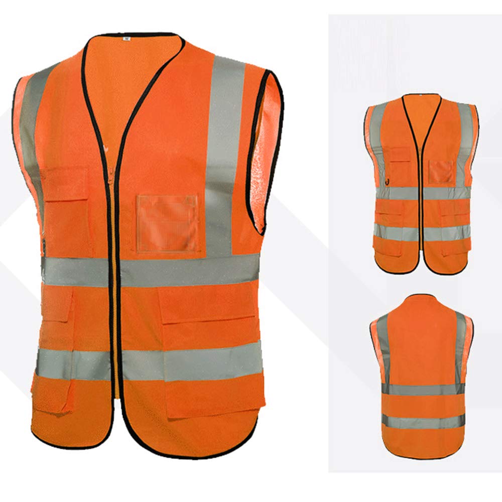 Ubervia® 120055 Reflective Vest High Visibility Vest Bright n Color Breathable Vest with 2-inch Reflective Strips for Construction Sanitation Worker Roadside M Size