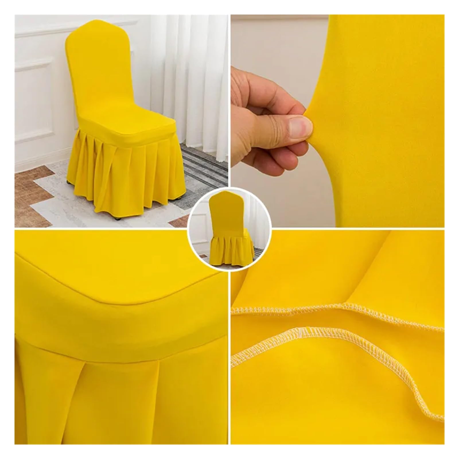 Hussen für Stühle 50/100 Stück Plissee-Rock-Stuhlhussen Spandex Party Hochzeiten Bankett Polyester Stuhlhusse Hotel Home Decor Hochzeit Stuhlhussen(Beige White,50Pcs)