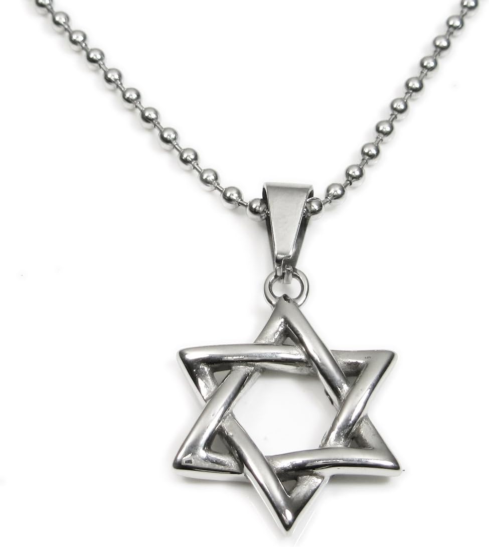 Stainless Steel Jewish Star of David Pendant Necklace Silver-tone Gold-tone