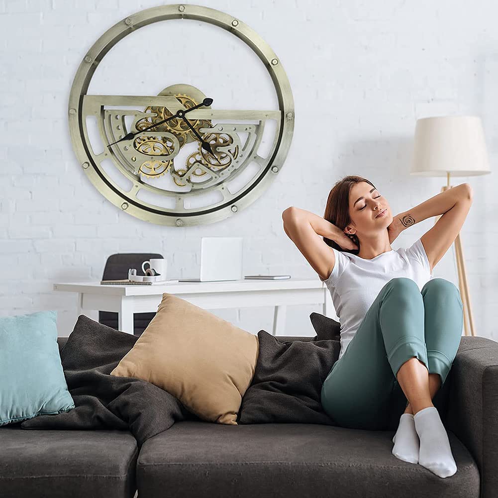Nowoczesny zegar ścienny, minimalistyczny zegar biurkowy, 3D Gear Industrial cichy zegar wiszący z cyframi rzymskimi do domu, biura, restauracji, hotelu, dekoracji, 26 cali