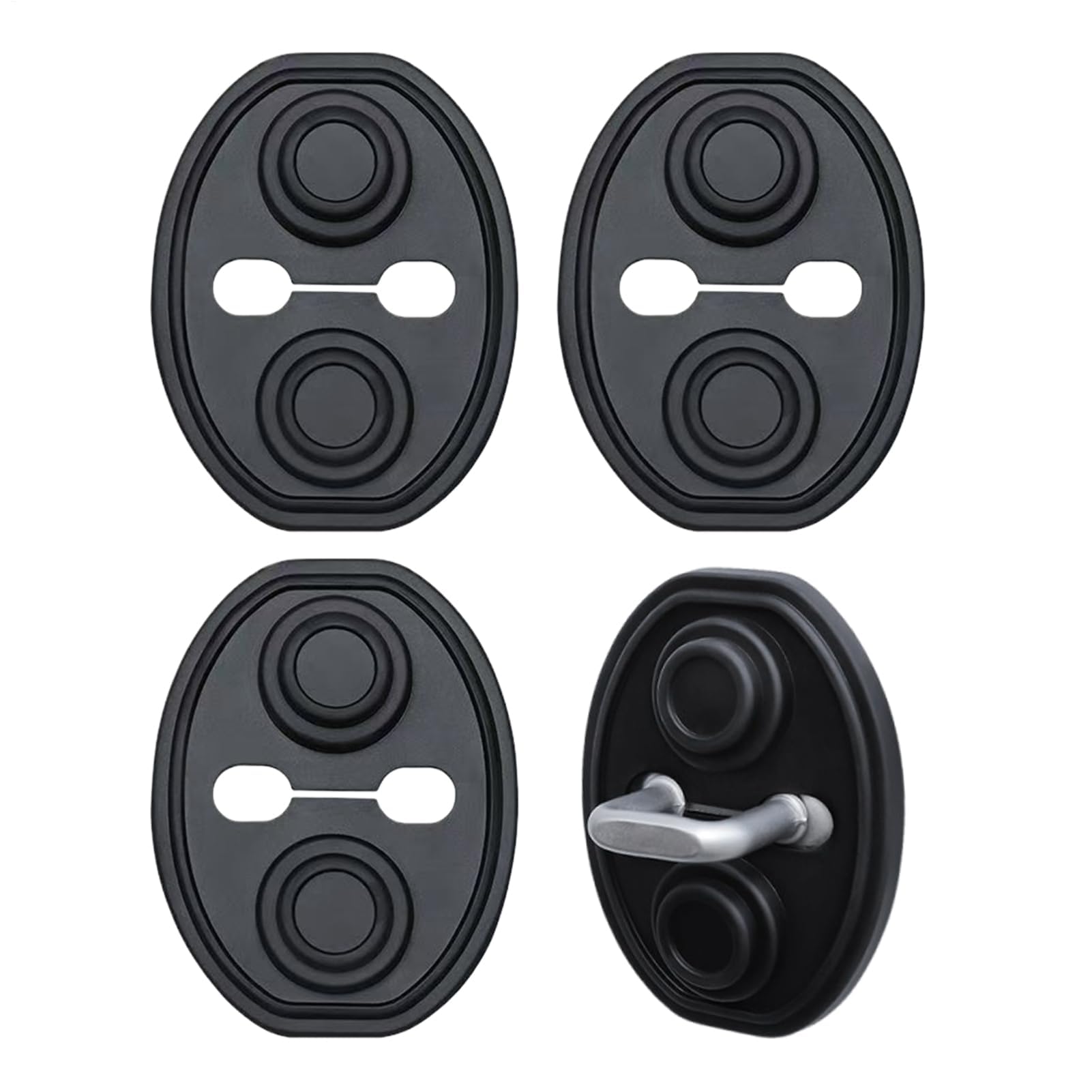 QIZUN 4PCS Car Door Lock Silicone Cover for VW Amarok 2nd Gen Pickup (2022-), Cover Strike Protector,Sound Dampening Pad Silencing Flexible Scratchproof,Black
